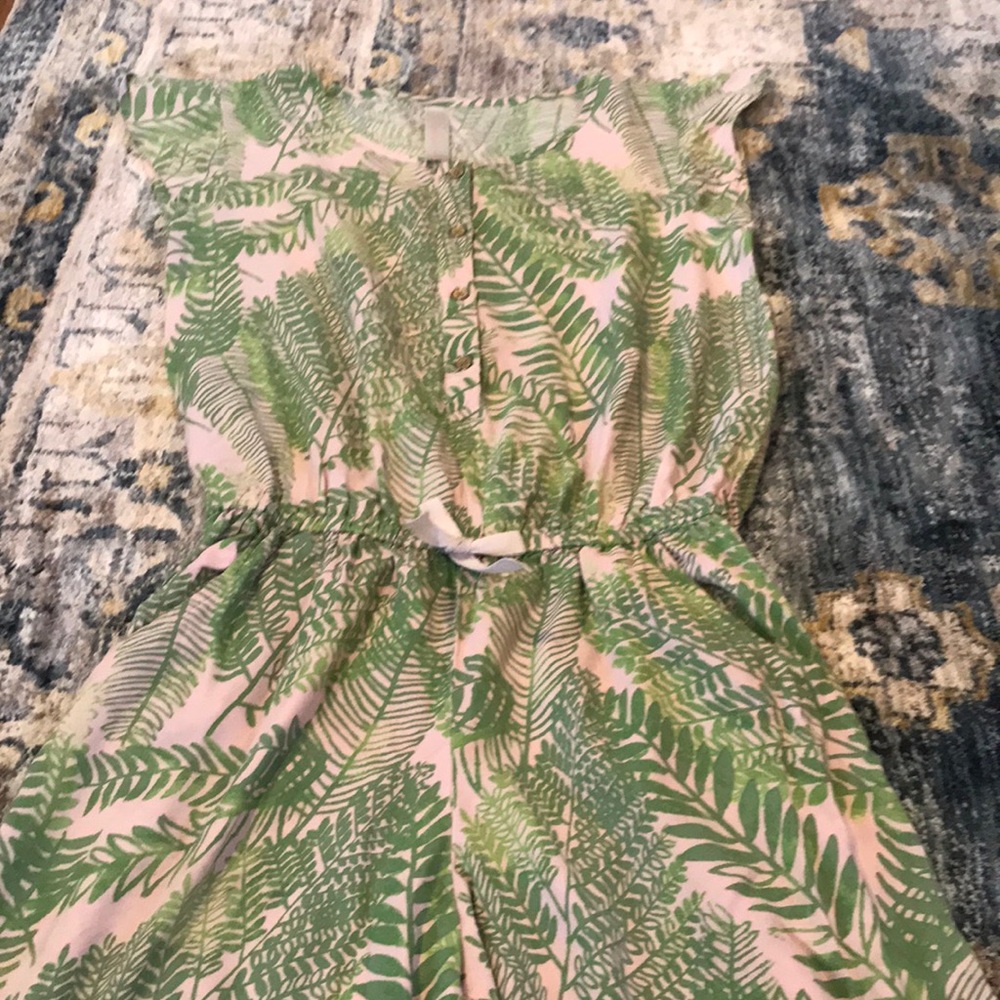 Cute tan and green girls jumpsuit
